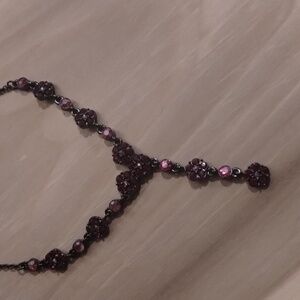 Black and Garnet Y necklace